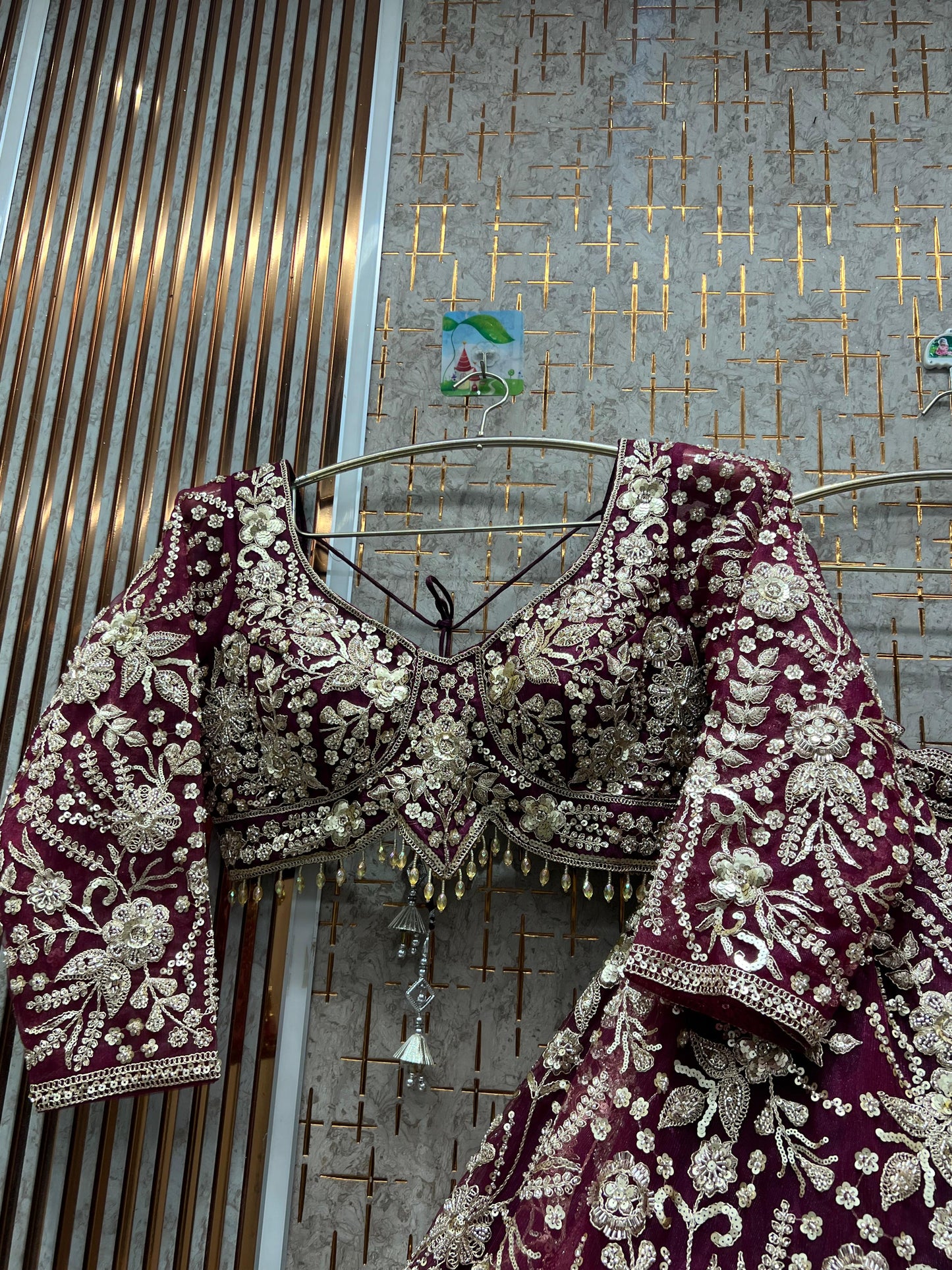 Atractivo top corto azul cielo Lehenga