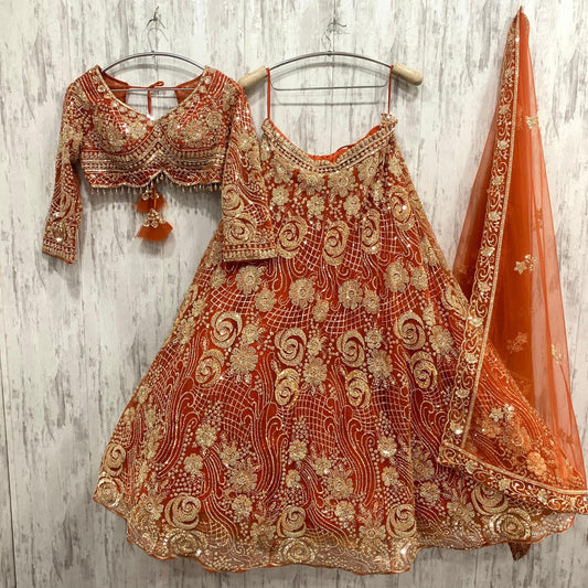 Gorgeous orange crop top Lehenga