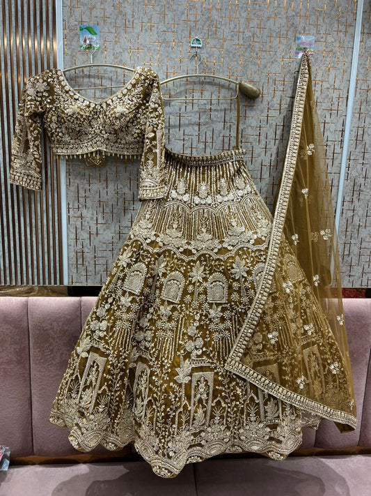 Amazing golden Mustard crop top Lehenga