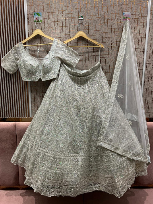 Fantastic White crop top Lehenga