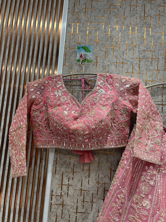 Beautiful pink crop top Lehenga