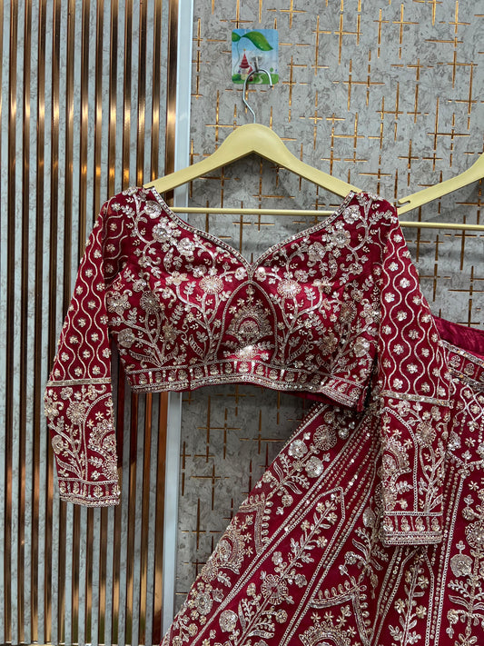 Beautiful Red crop top Lehenga