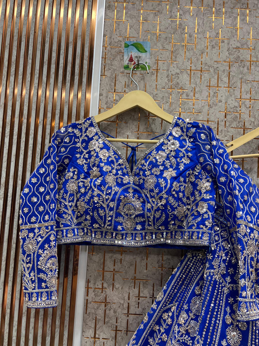 Beautiful blue crop top Lehenga