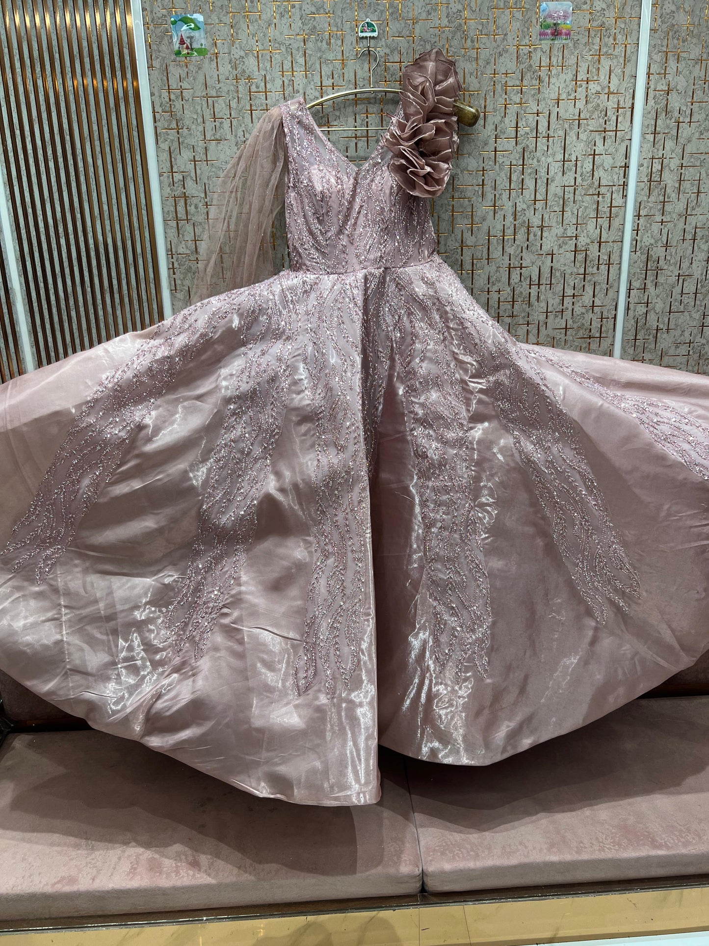 Attractive golden gown