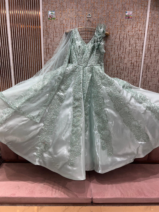 Astonishing Sky blue grey gown