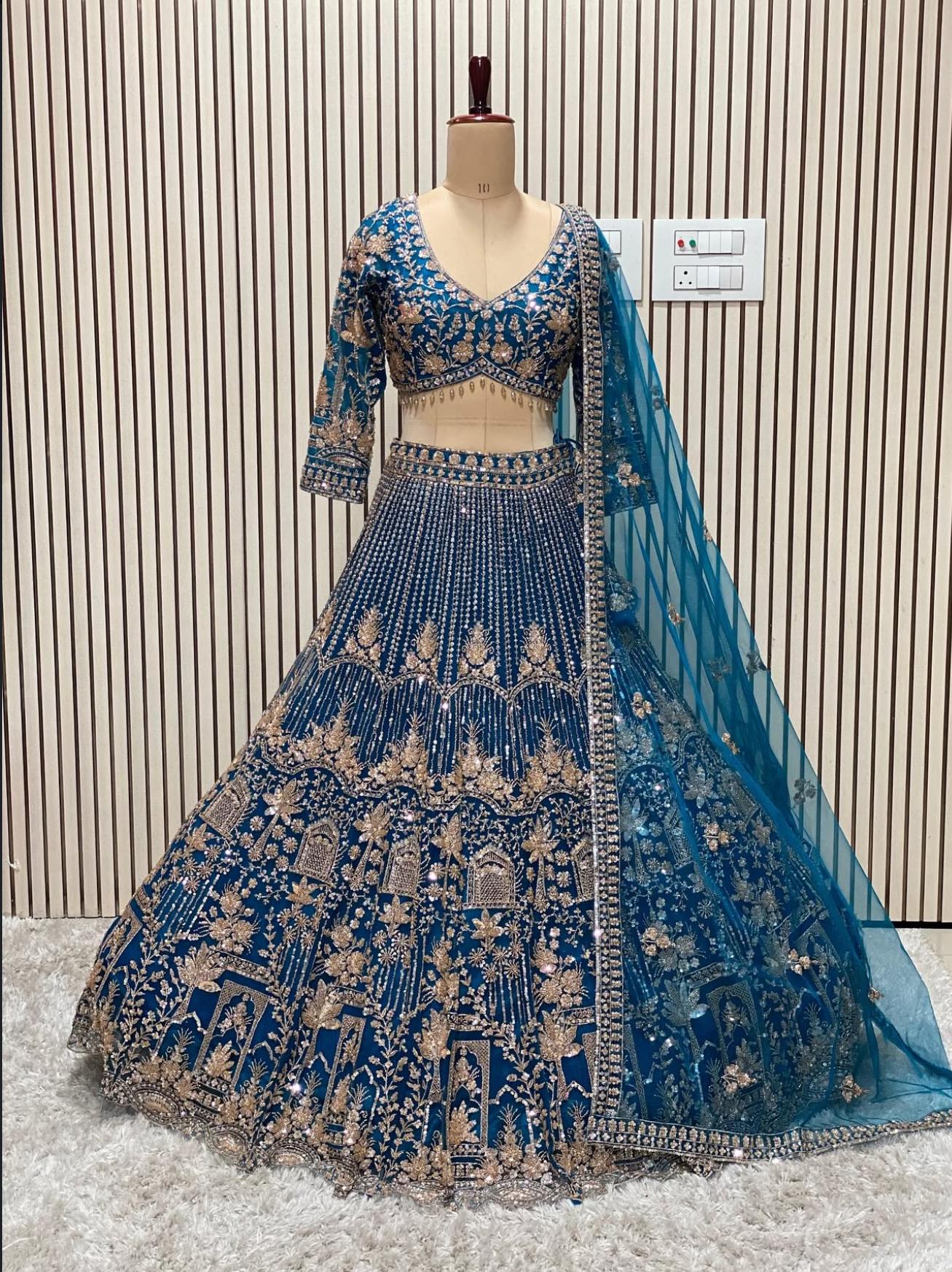 Good looking Rust orange crop top Lehenga