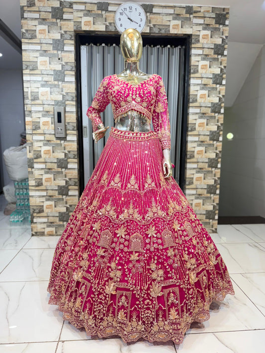 Pretty pink crop top Lehenga
