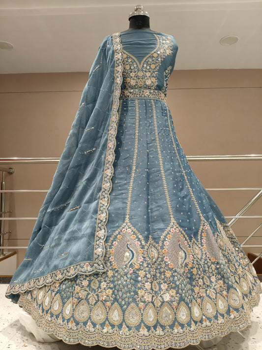 Stunning Sea green peacock Lehenga