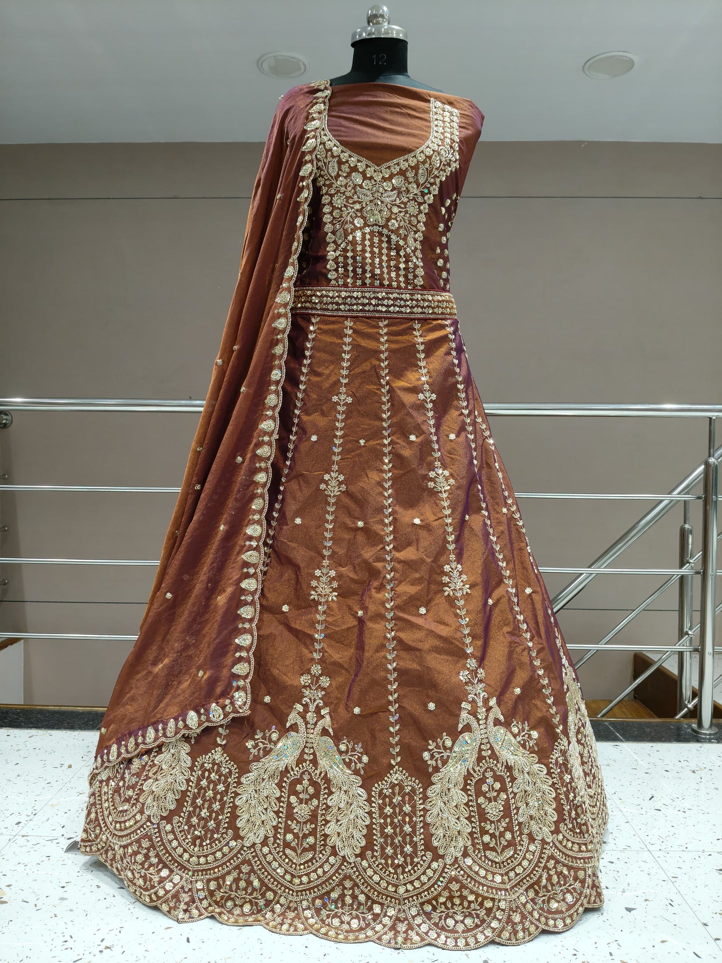 Amazing peach peacock Lehenga