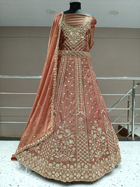 Gorgeous peach rust floral Lehenga