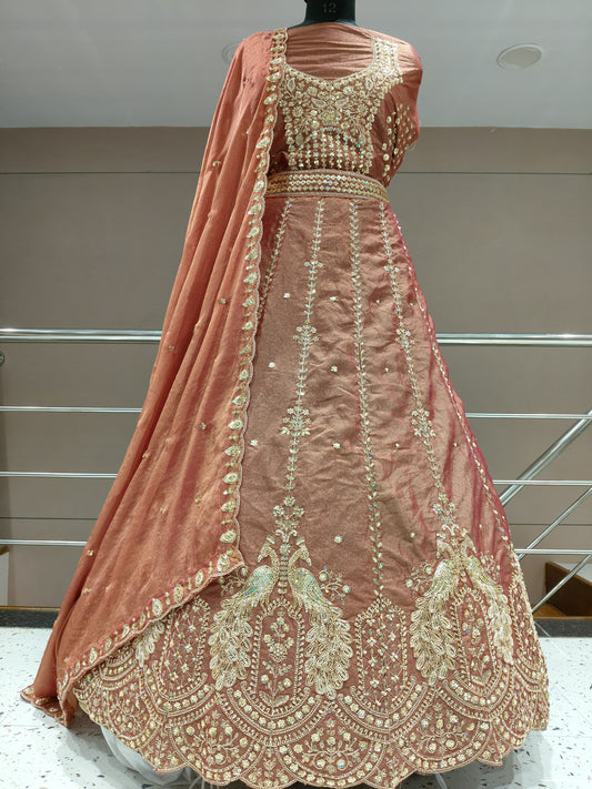 Amazing peach peacock Lehenga