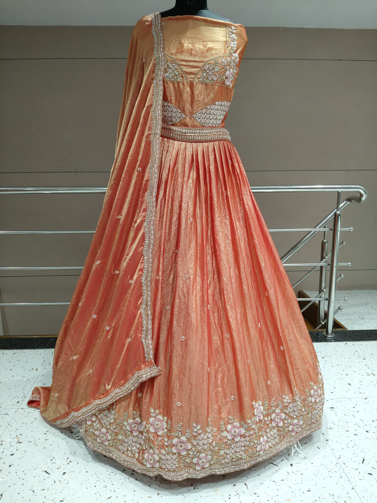 Eye catching pink floral Lehenga