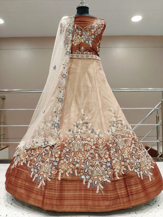 Elegant peach double shade Lehenga