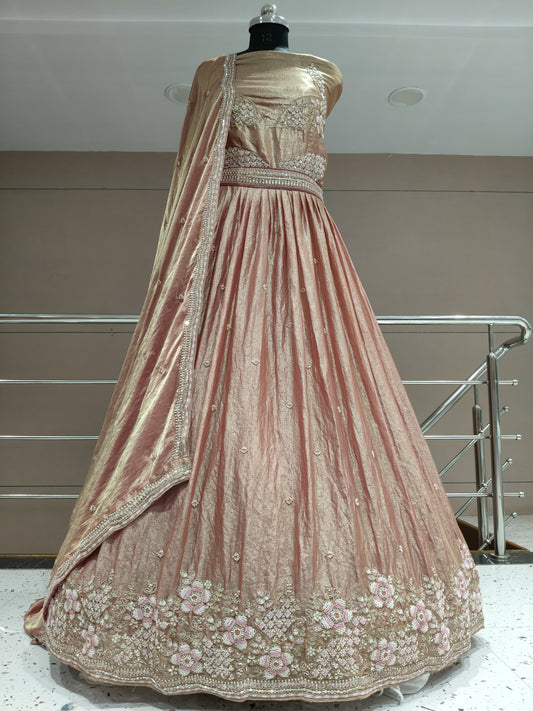 Delightful peach pink floral Lehenga