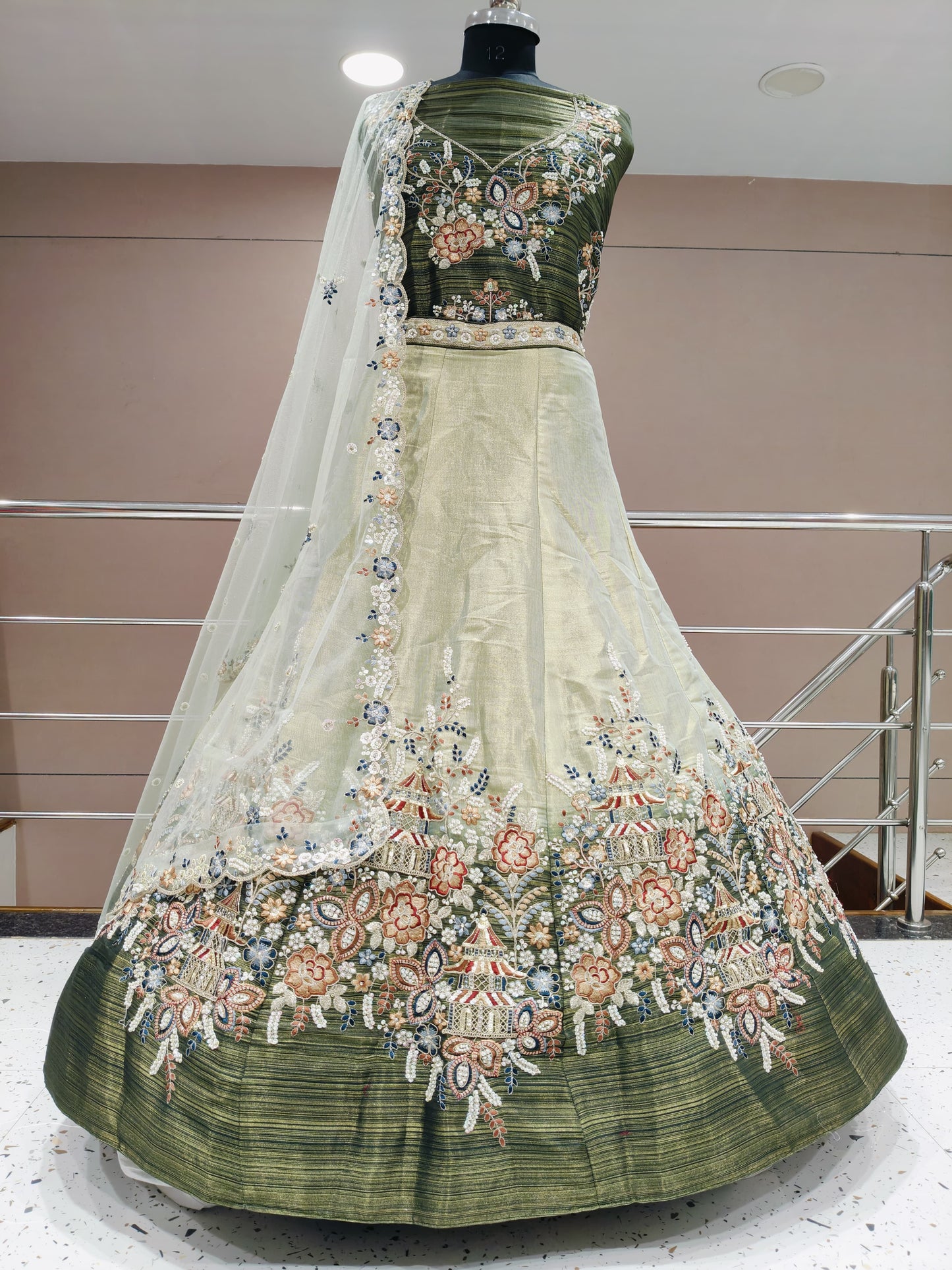 Trendy yellow haldi mehendi double shade Lehenga