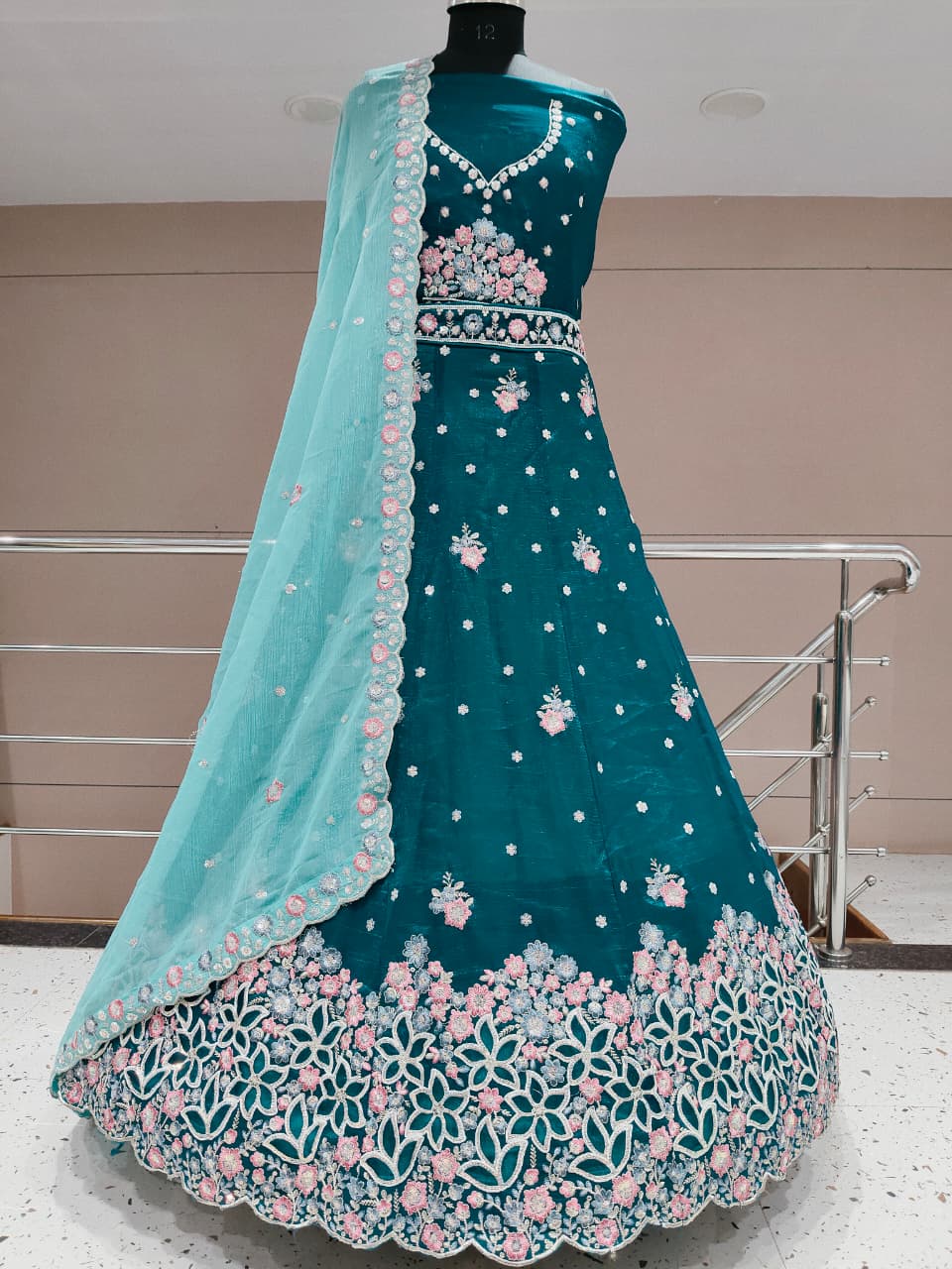 Elegant black pink Floral Lehenga