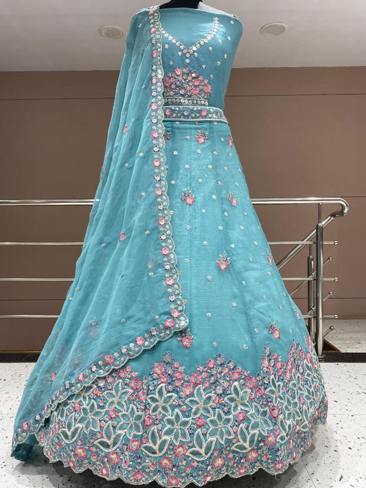 Trendy pink Floral Lehenga