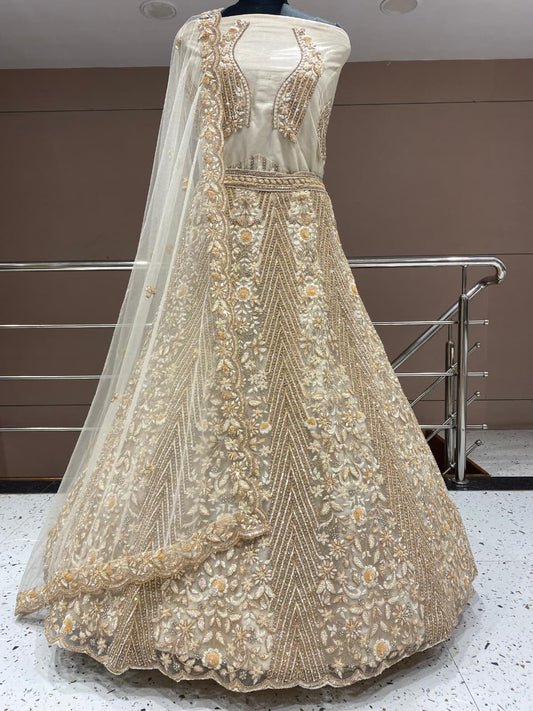 Charming White Cutwork Lehenga