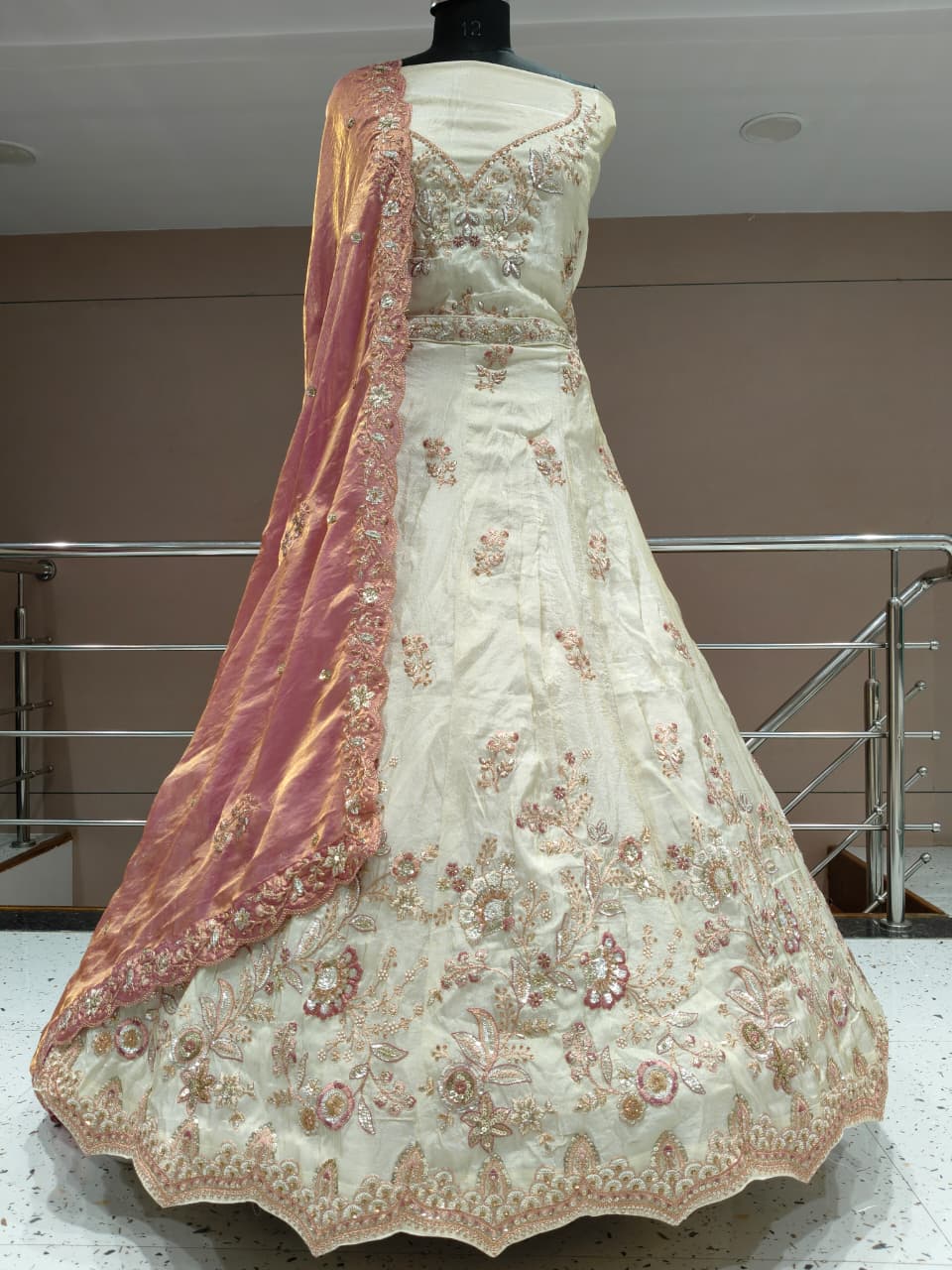 Fabulous white pink Lehenga