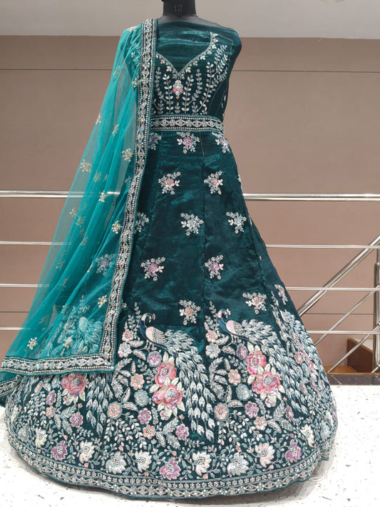 Pretty Navy blue peacock Lehenga
