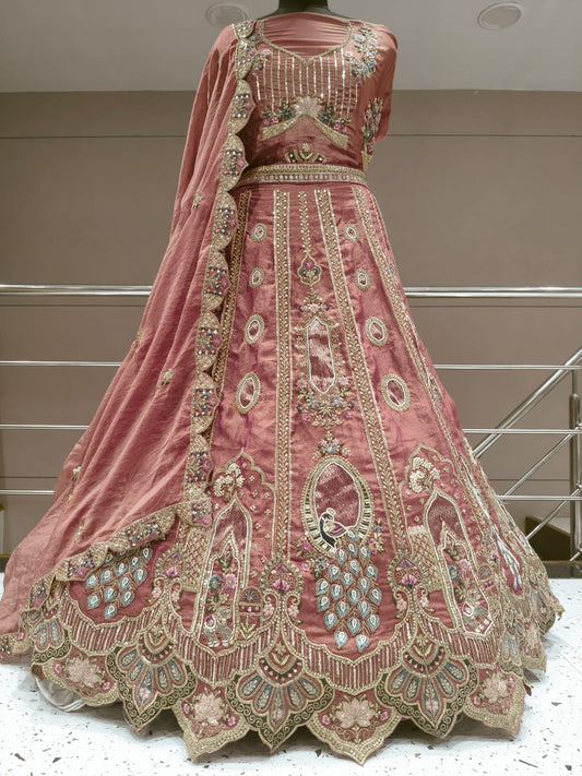 Majestic pink peacock Lehenga