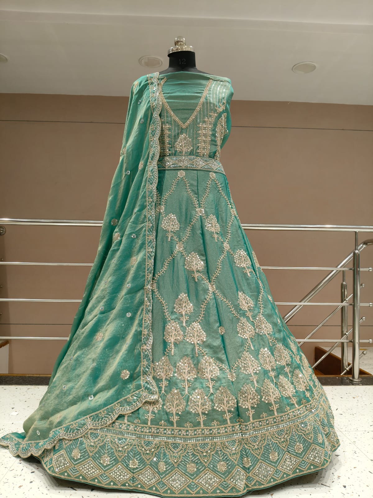 Eye catching pink Sequins Floral Lehenga