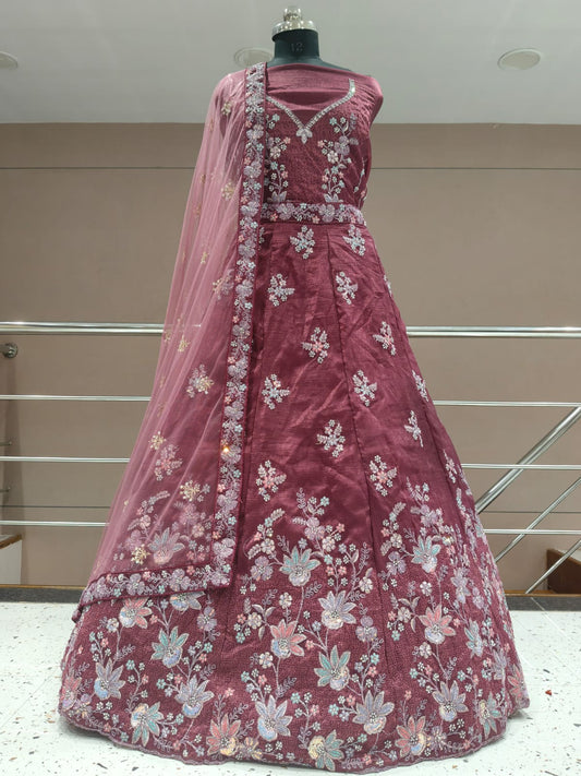 Beautiful Sky blue Floral Lehenga