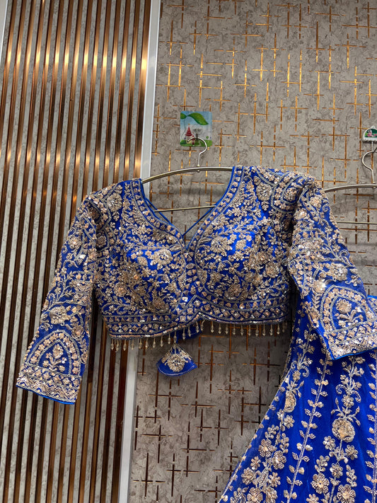 Fabulous royal blue crop top Lehenga