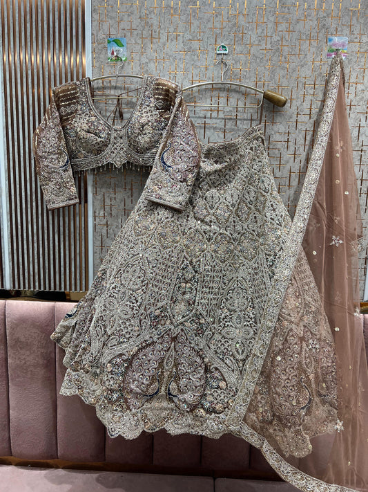 Awesome Rust brown peacock crop top Lehenga