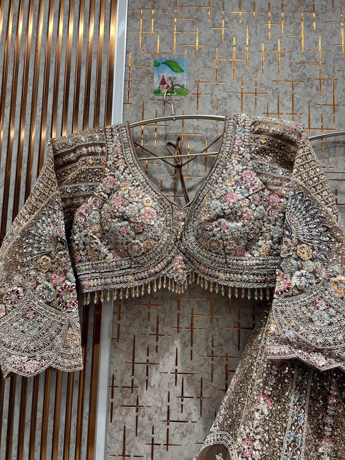 Beautiful Hot pink peacock Crop Top Lehenga