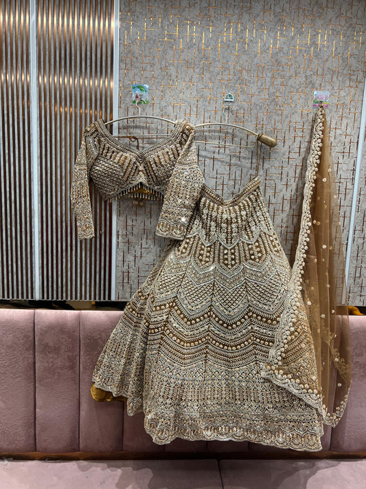 Pleasing golden crop top Lehenga