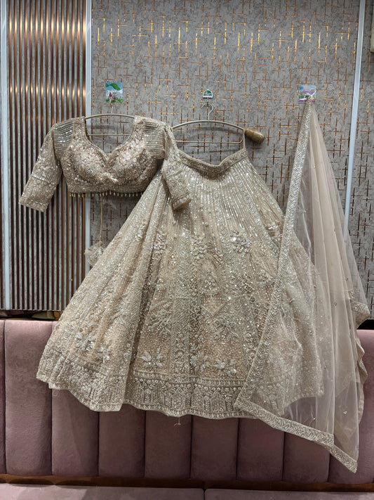 Glamorous golden Crop top Lehenga