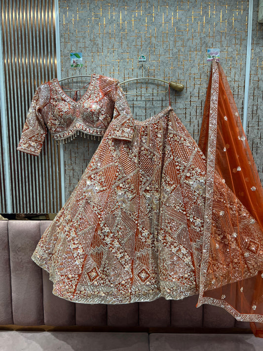 Fantastic orange Crop top Lehenga