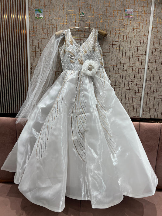 Awesome white floral gown