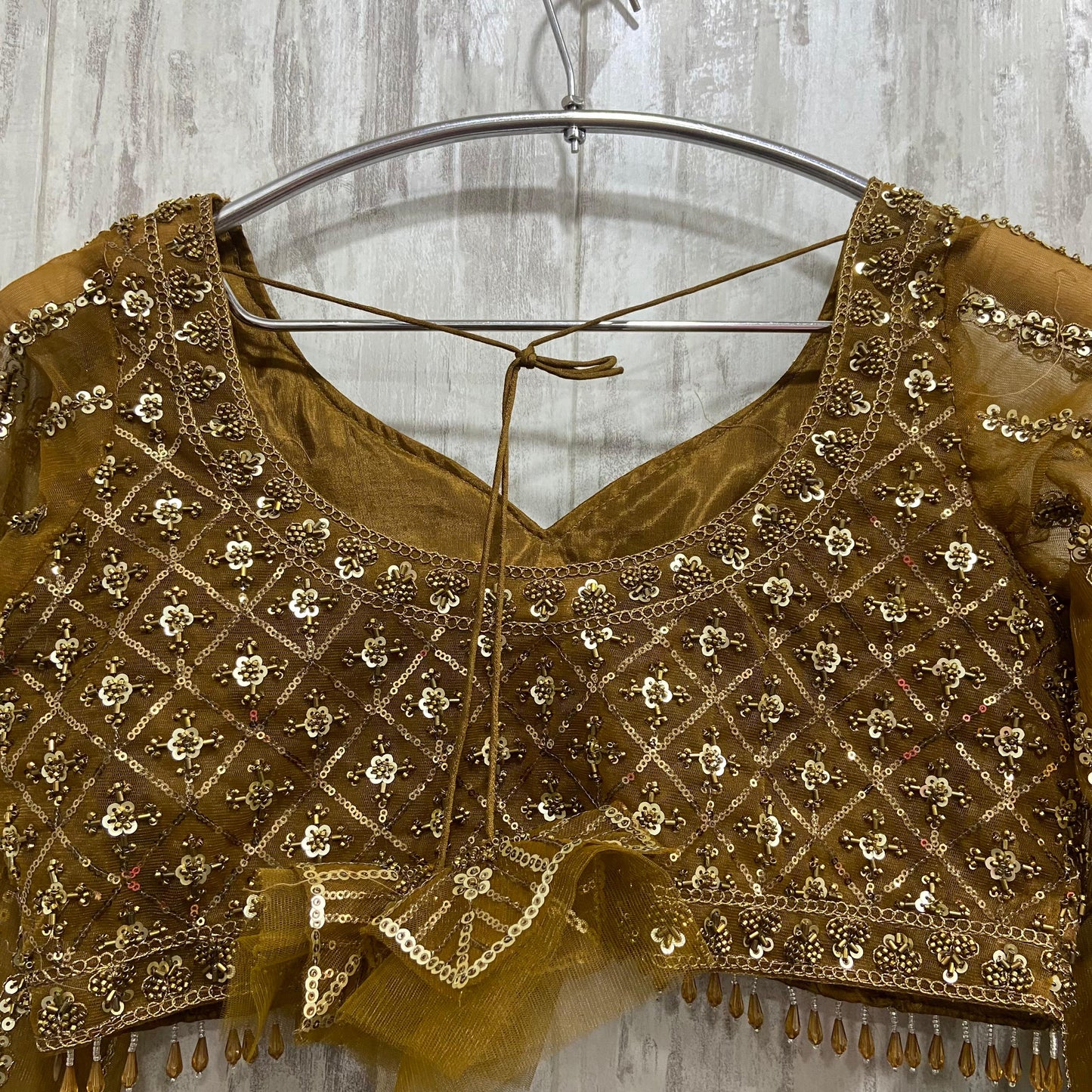 Beautiful Golden Crop top Lehenga