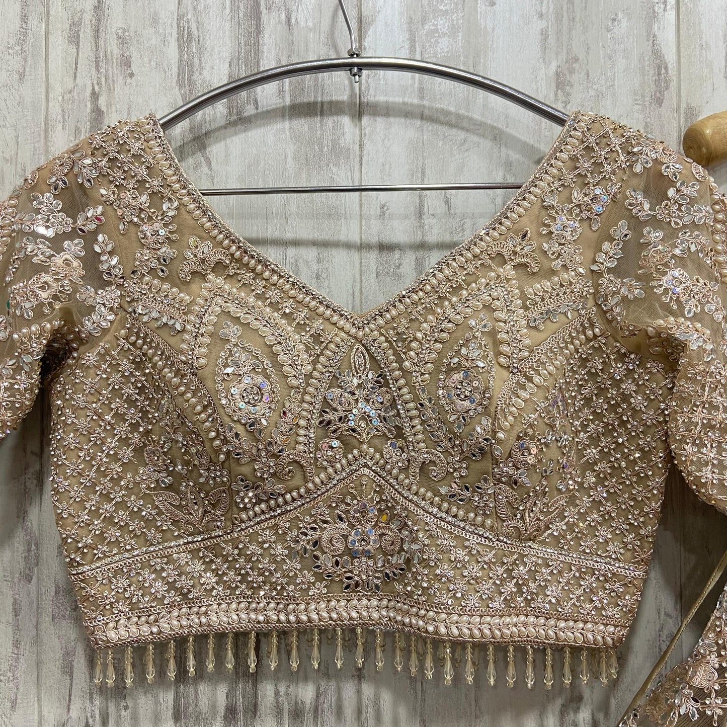 Attractive Beige Crop top Lehenga