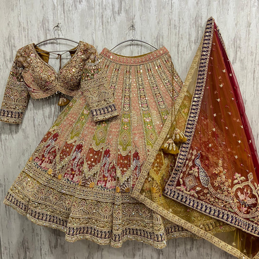 Amazing golden pink peacock Crop top Lehenga happy customer