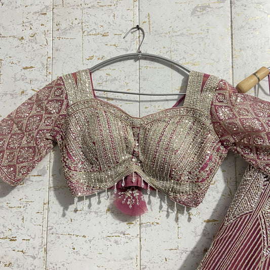 Awesome Pink Crop top Lehenga