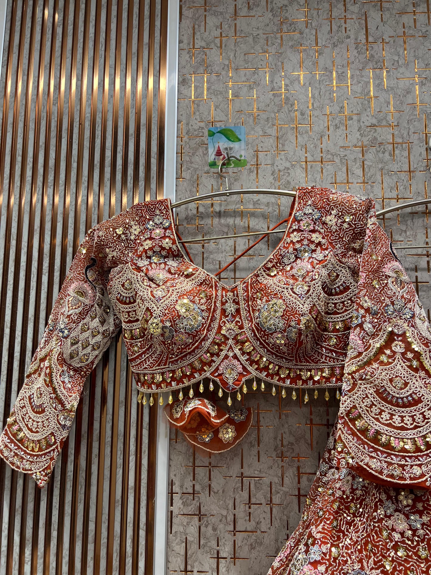 Majestic light green peacock Crop top Lehenga