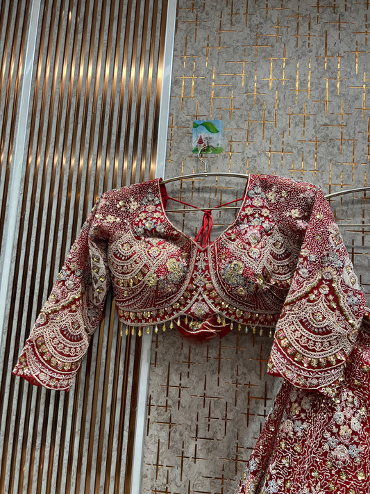 Beautiful hot pink peacock Crop top Lehenga