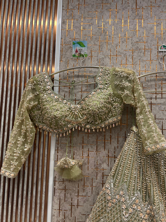 Lovely green Crop top Lehenga