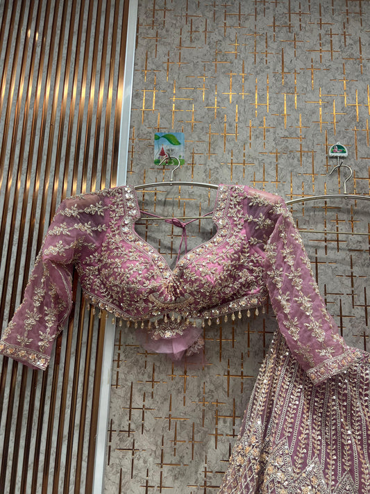 Good looking pink Crop top Lehenga