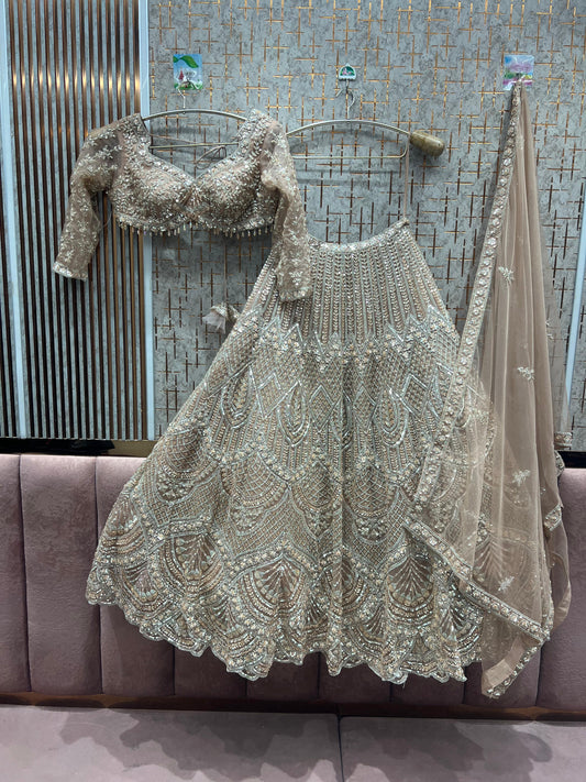 Stunning peach golden Crop top Lehenga