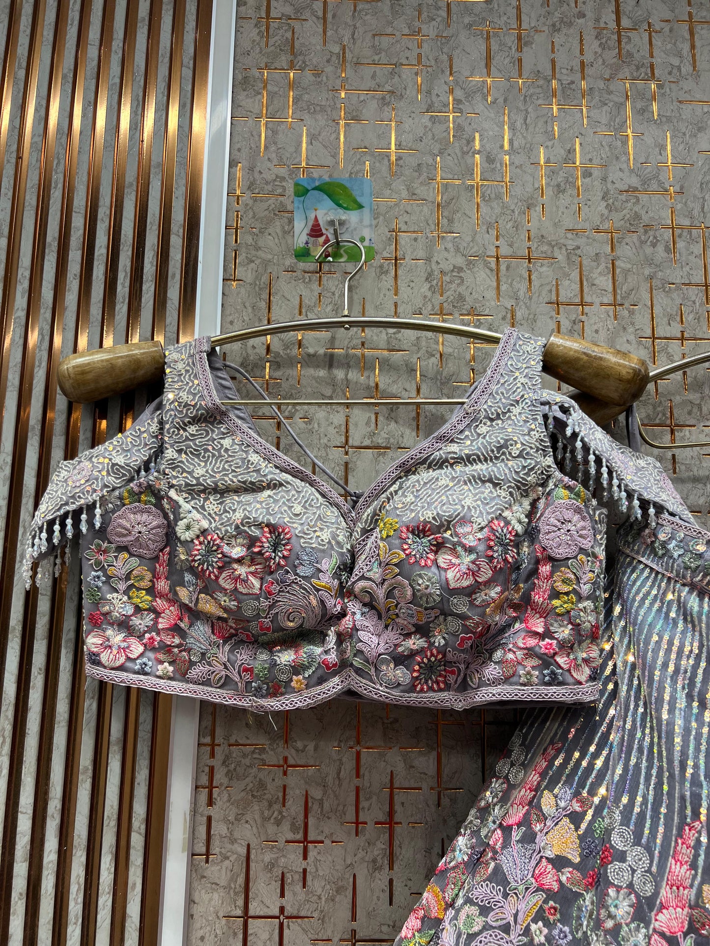 Astonishing Sky blue peacock Crop top Lehenga