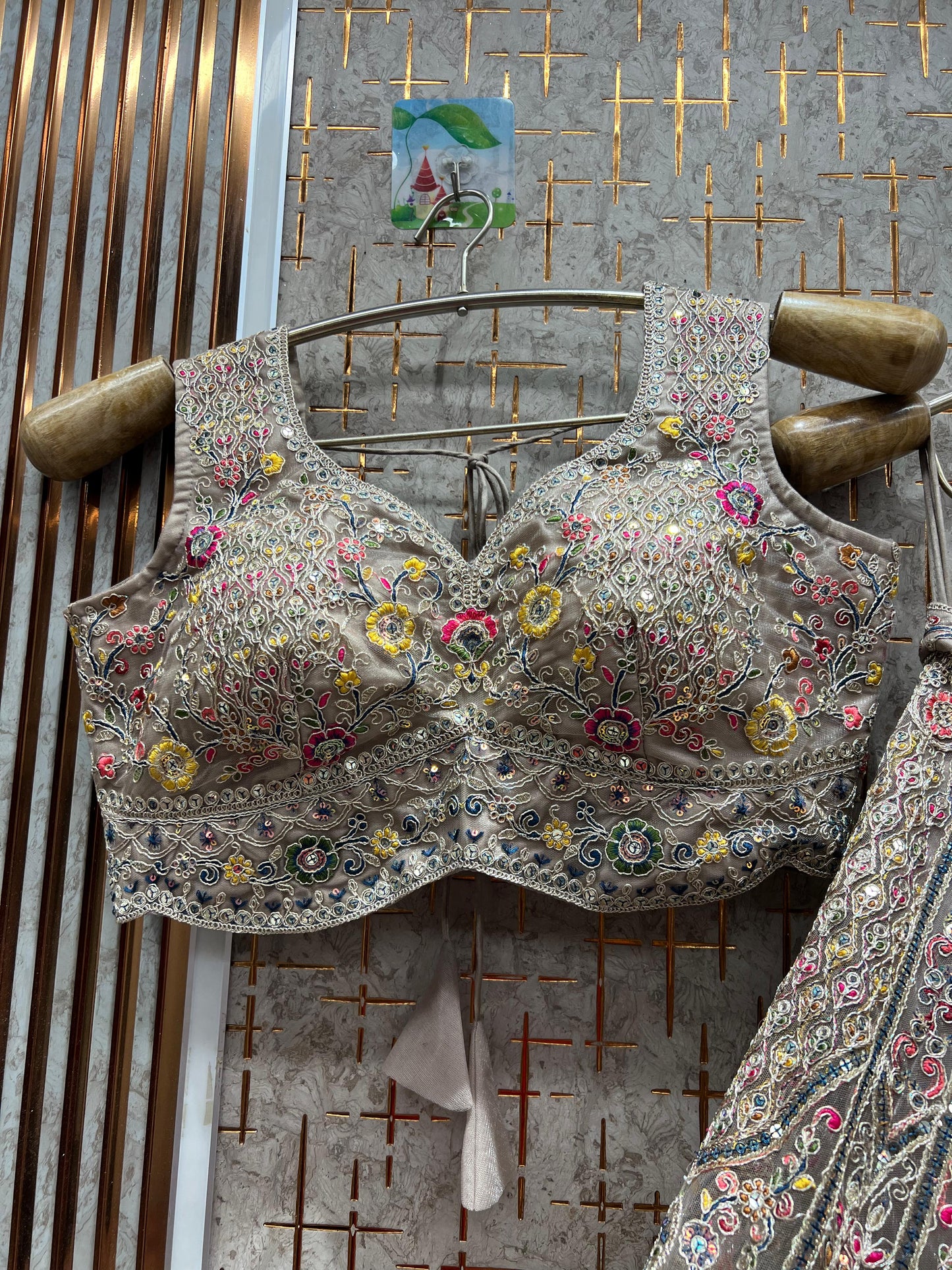 Tremendous Sky blue peacock Crop top Lehenga