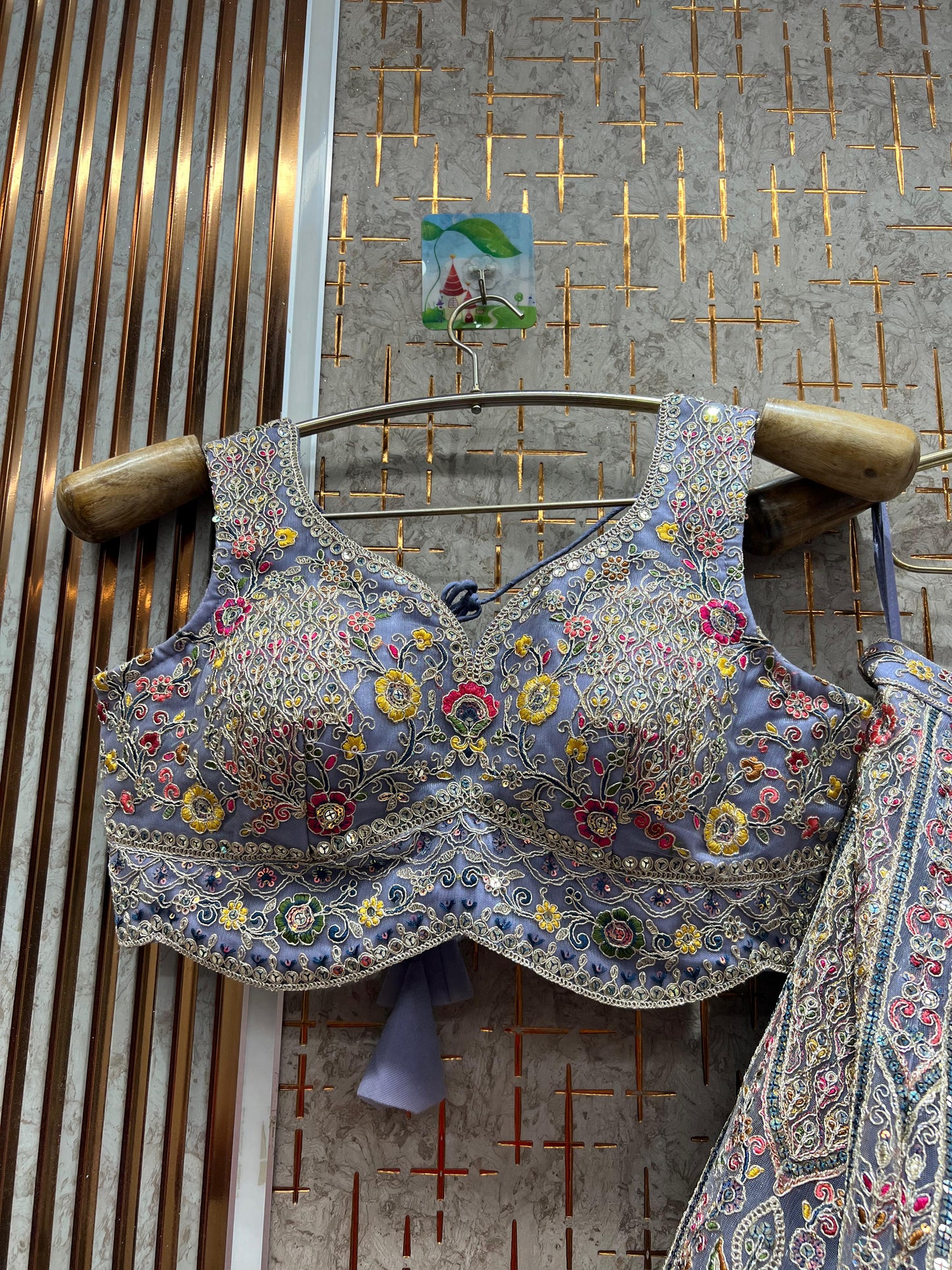 Designer peach peacock Crop top Lehenga