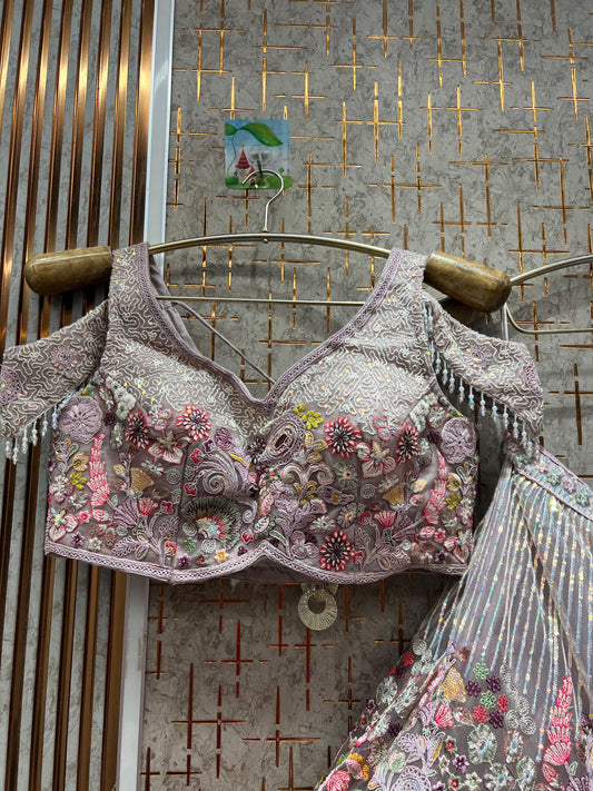 Gorgeous pink peacock Crop top Lehenga