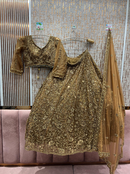 Amazing golden Mustard Crop top Lehenga