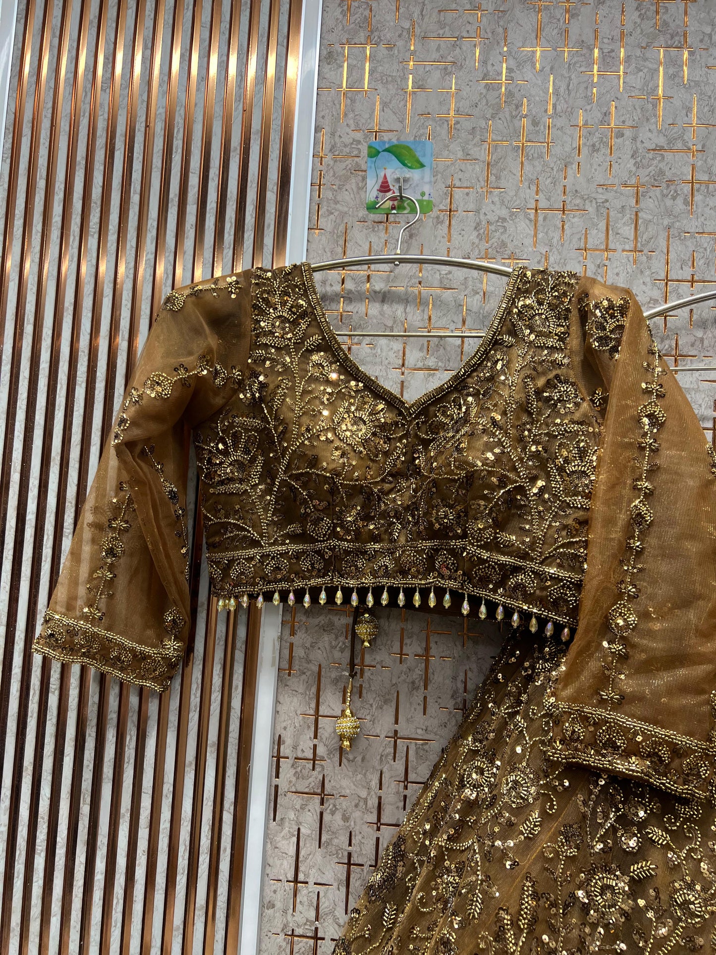 Amazing golden Mustard Crop top Lehenga