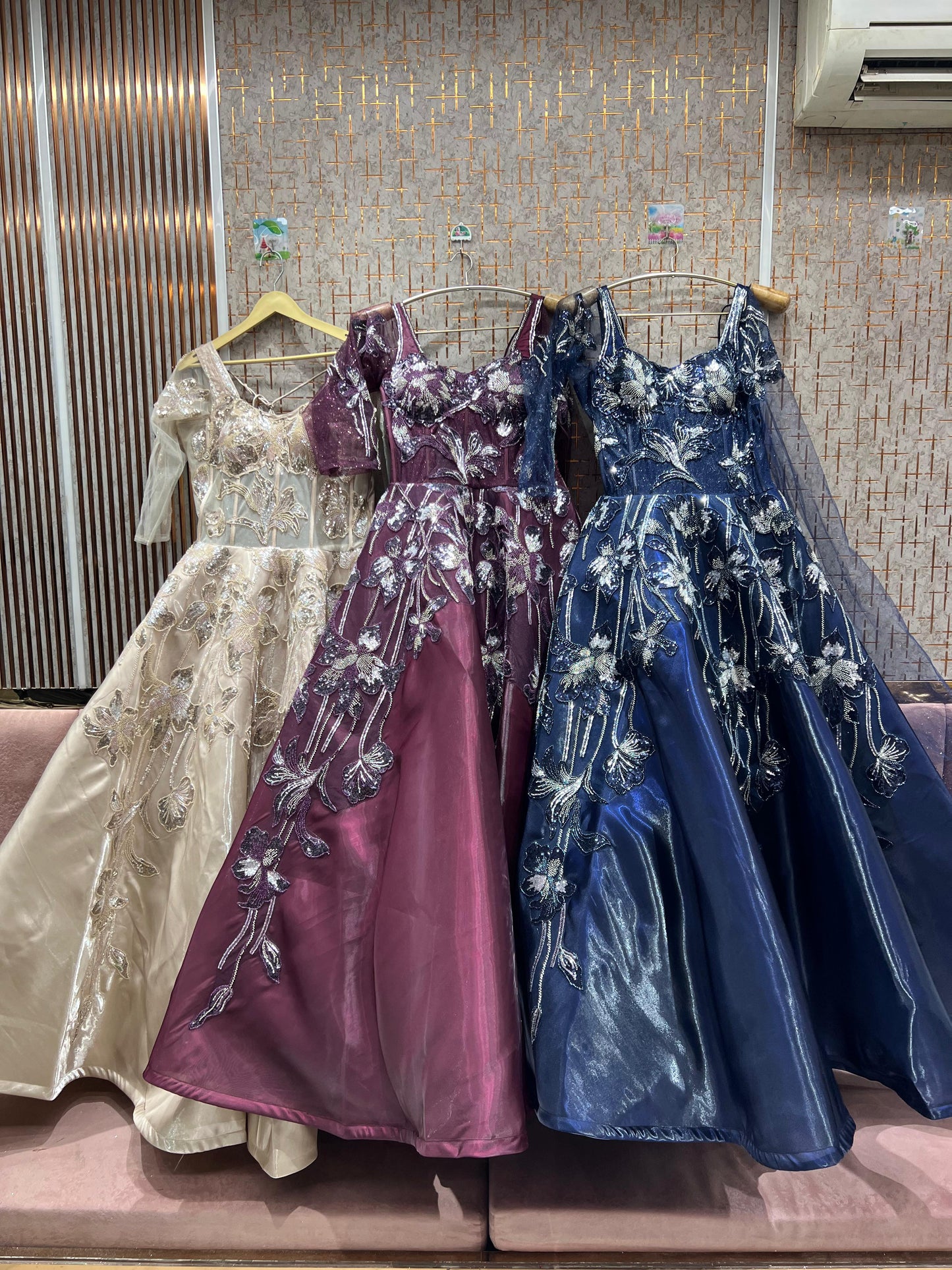 Designer peach beige gown